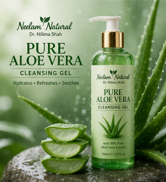 Pure Aloe Vera Cleansing Gel - Natural Cooling and Hydration for sensitive skin